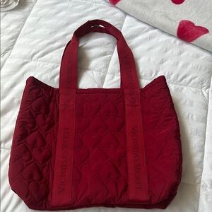 Victoria's Secret Red Quilted Tote Bag
